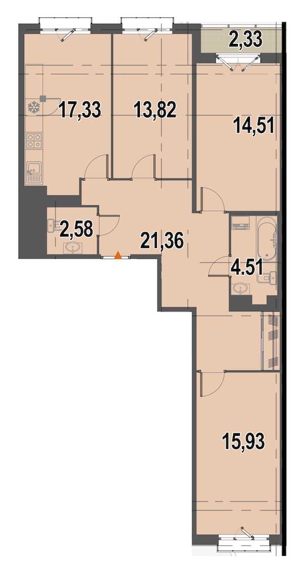 Трехкомнатная квартира в : площадь 91.1 м2 , этаж: 5 – купить в Санкт-Петербурге